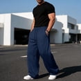thumbnail image 5 of Dwelliawo Men's Casual Baggy Pants Lightweight Wide Leg Lounge Travel Pants Streetwear with Pockets Navy XL, 5 of 5