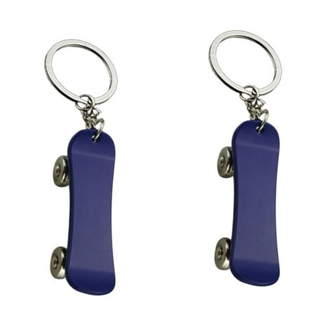2Pcs Skateboard Shape Keychain Creative Keyring Key Holder Ring Decoration Gift Hanging Ornament for Car Bag (Blue)