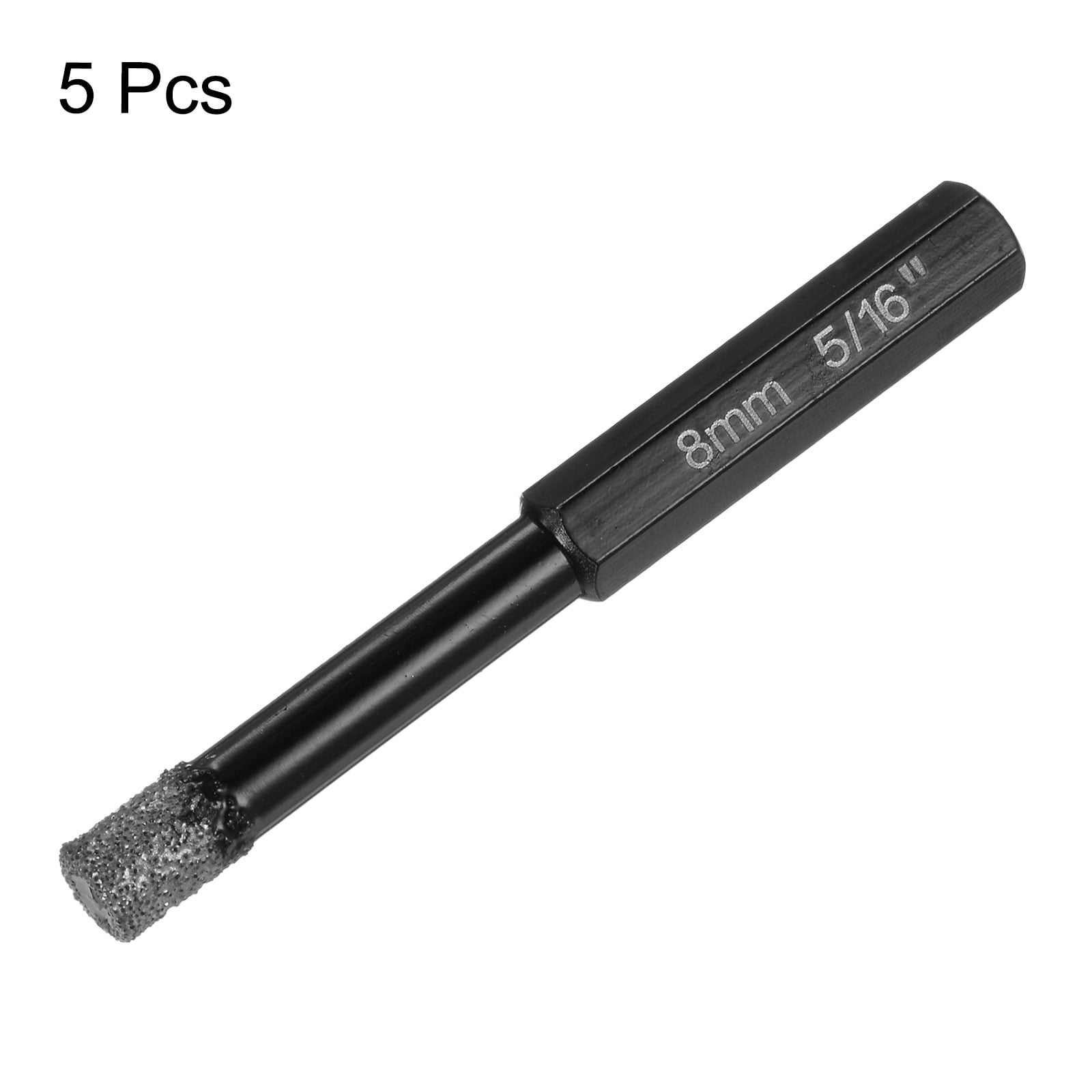 Uxcell 5 Pieces 8mm Dry Diamond Core Drill Bits Set 1/3" Hex Shank Vacuum Brazed Hole Drilling Bit