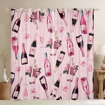 jejeloiu Happy Valentine Day Black Out Curtains,Kawaii Bow Tie Curtains Pack of 2 (42x63 Each),Pink Flower Floral Bedroom Curtains For Men Women,Luxury Bedroom Decor