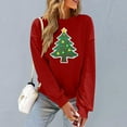 thumbnail image 5 of HOMBOM Crewneck Sweatshirts for Women Wine Cute Christmas Light Up Tree Merry Adults Sweatshirt Casual, 5 of 6