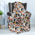 thumbnail image 4 of Geometric Soft Flannel Fleece Blanket, Polygonal Pattern Checkered Design Triangles and Lines Pattern Modern Art, Cozy Plush for Indoor and Outdoor Use, 70" x 90", Orange Black White, by Ambesonne, 4 of 5