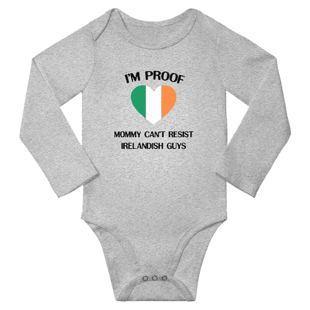 

I m Proof Mommy Can t Resist Irelandish Guys Baby Long Sleeve Rompers Bodysuit (Gray 18 Months)