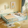 thumbnail image 4 of Costway Queen Size Floor Bed with Full Length Safety Guardrails & Door for Boys, Girls Icy Aqua, 4 of 10