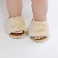 thumbnail image 6 of Baby Sweetie Baby Girls Plush Sandals Summer Open Toe Fur Princess Flats Walking Shoes for Toddler Newborn Infant, 6 of 8