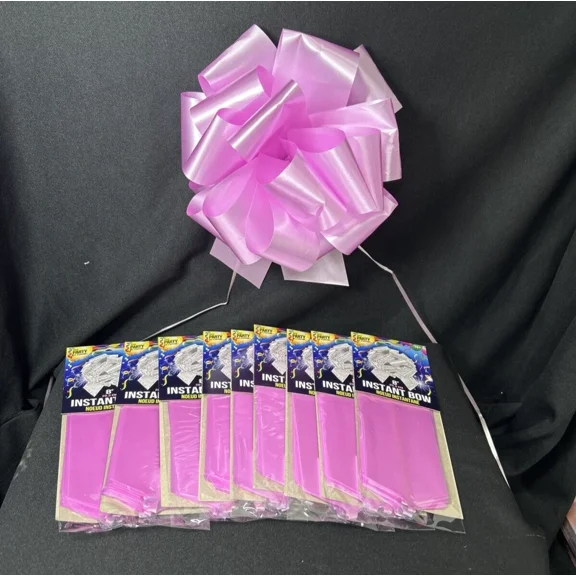 Pull Bow Pink 8" 10/Pk Skd Party