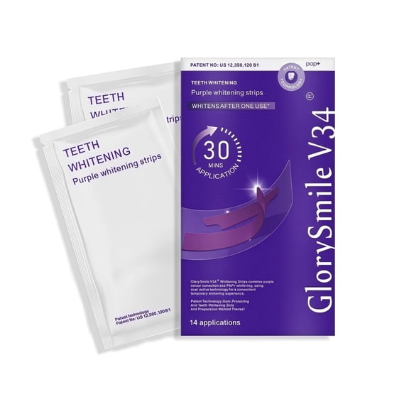 GlorySmile Purple Teeth Whitening Patch, Safe for Teeth Enamel, Removes Coffee and Tea Stains, 14 Treatments