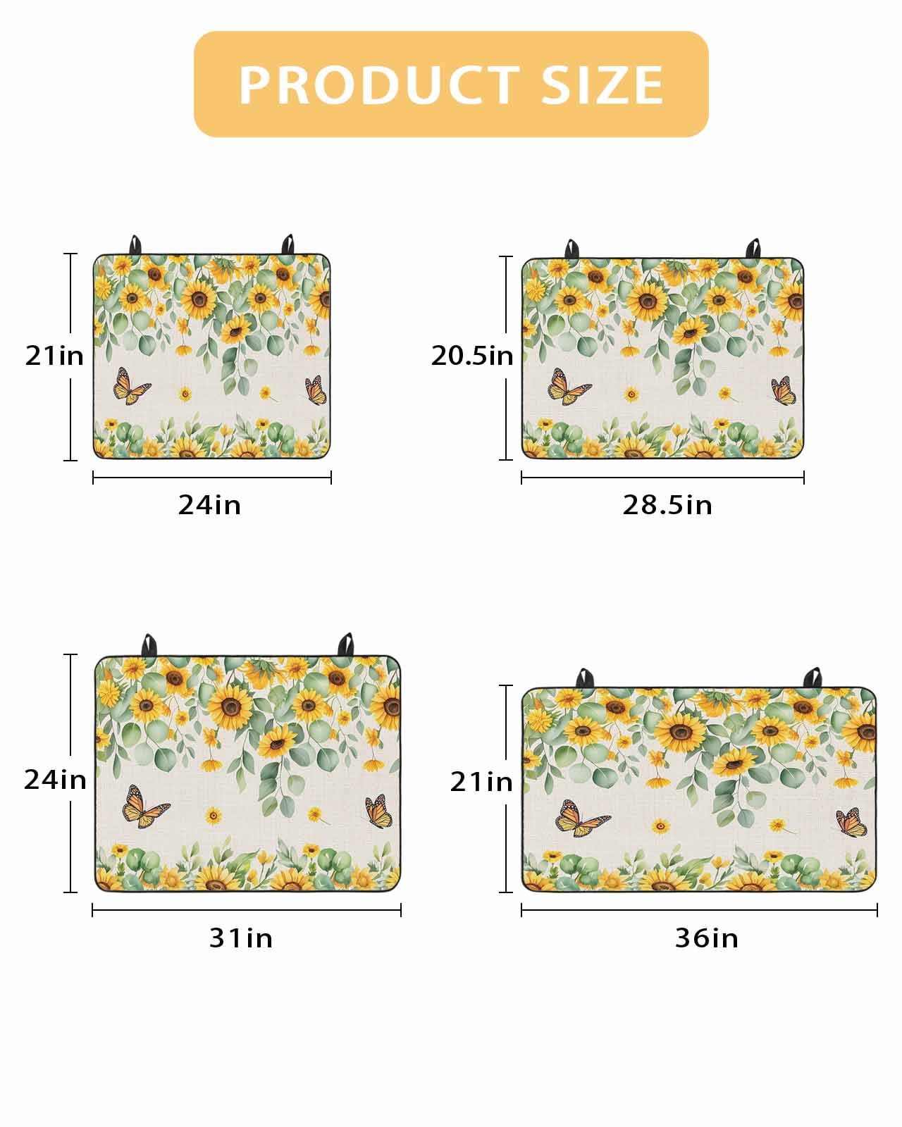 Large Induction Cooktop Protector Mat Spring Sunflowers Stove Top Covers for Electric Stove, Eucalyptus Leaves Flowers Butterfly Beige Decorative Stove Burner Cover Mats, Glass Top Stove Cover