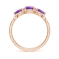 thumbnail image 2 of ANGARA Natural Floating Three Stone Amethyst Ring with Diamond Halo in 14K Rose Gold for Women (Size-6mm) | February Birthstone, Birthday, Anniversary, Jewelry Gift for Women | Natural Amethyst Ring, 2 of 9