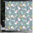 thumbnail image 3 of Ambesonne Cat Shower Curtain, Cartoon Kittens Birds Pattern, 69"Wx70"L, Pale Teal Multicolor, 3 of 4