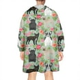 thumbnail image 2 of Cute Bulldog Dog and Flower Florals Wearable Oversized Blanket,Wearable Blanket Hoodie for Adults,Cozy Hooded Blankets with Super Pockets,Super Warm Fuzzy Pullover for Women & Men, 2 of 6