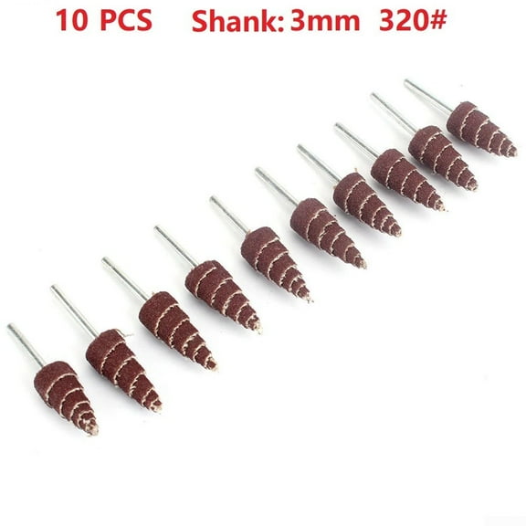 Cone Shape Grinding Head Sanding Wheel 320# 1/8" Shank Polishing Abrasive Tool