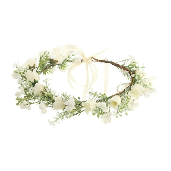 Mersess Adjustable Bridal Flower Headband Wedding Hair Garland Hairband Headpiece for Beach Party Floral Decoration
