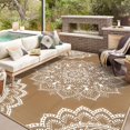 thumbnail image 1 of Findosom 8'x10' Waterproof Boho Outdoor Rug, Foldable Reversible Plastic Straw Rug, Large Patio Rug for Outdoors, RV, Patio, Backyard, Deck, Picnic, Beach, Camping Brown, 1 of 6