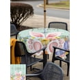 thumbnail image 4 of Outdoor Tablecloth with Umbrella Hole and Zipper, Easter Square Table Cloth 54x54 Inch Waterproof Tablecloth, Spring Rabbit Ear Eggs Floral Green Wooden Grain Picnic Table Cover for Patio Camping, 4 of 7