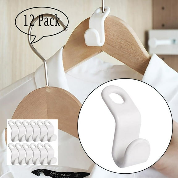 LNKOO Clothes Hanger Connector Hooks, Outfit Hangers, Velvet Hanger Cascading Hooks, Hanger Extender Clips, Velvet Huggable Hangers Accessory, Heavy Duty Space Saving for Closet 12 Pcs