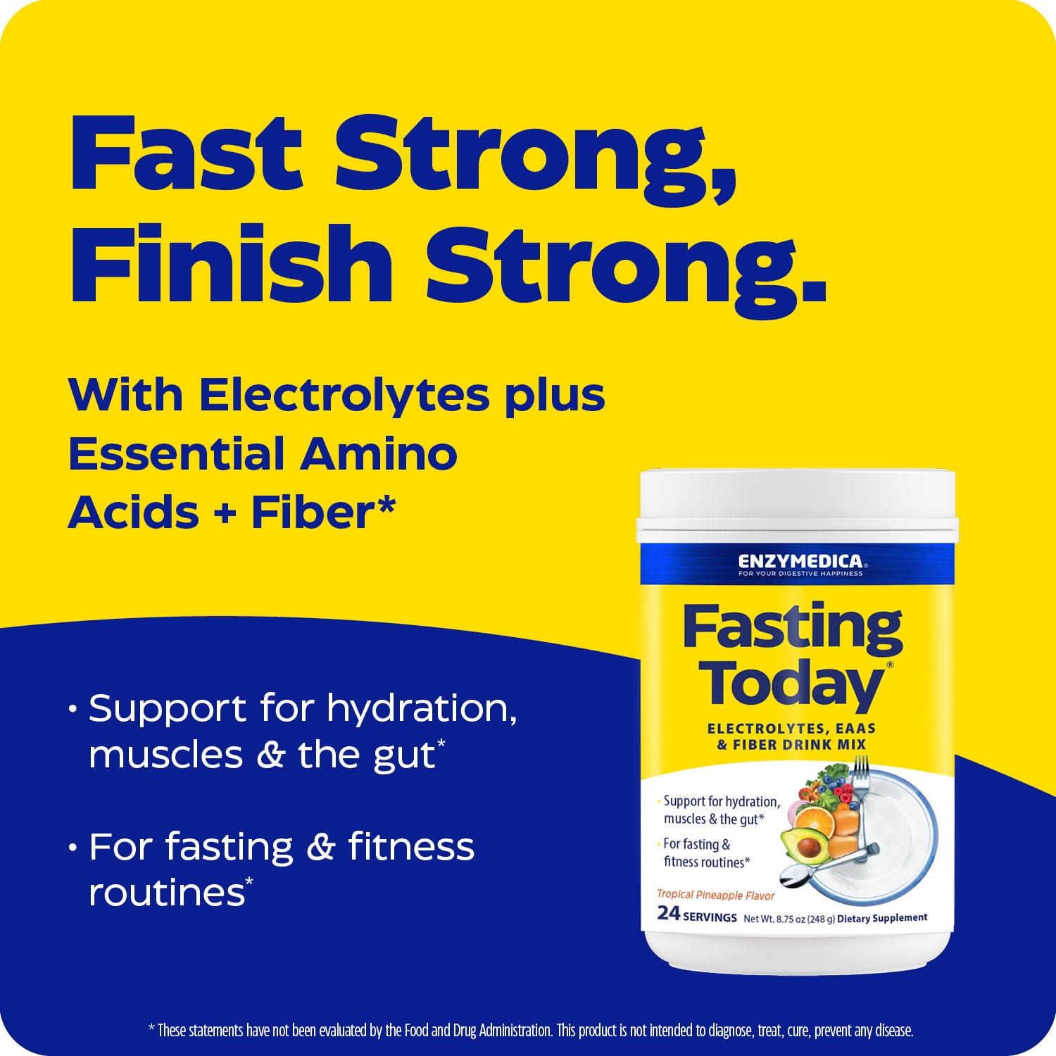 Enzymedica Fasting Today Powder, Pineapple Flavor, 9.31 oz