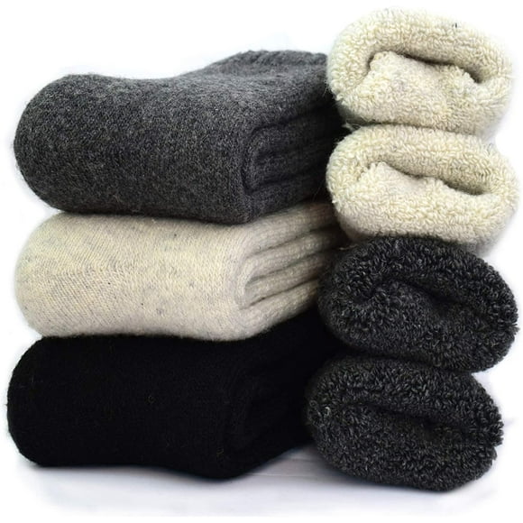 YZKKE Lot de 3 Chaussettes en Laine Super Épaisses pour Hommes - Chaussettes d'Hiver Décontractées Confortables