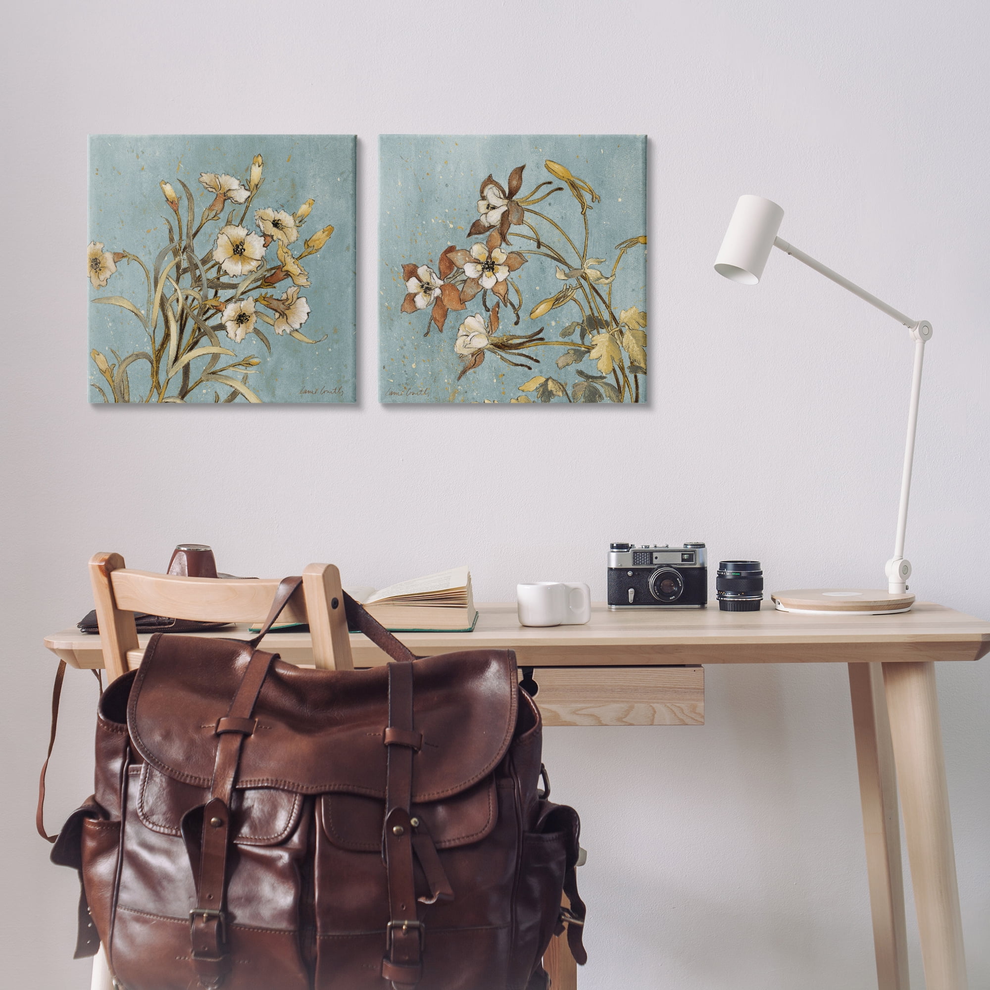 Stupell Industries Traditional Flower Portrait Plants & Flowers Painting Wrapped Canvas Art Print Wall Art, 17 x 17, Set of 2