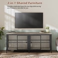 thumbnail image 3 of 80" Dog Crate Furniture,  Heavy Duty Double-Door Dog Indoor Kennel End Table for Decoration & Large Dogs, Gray, 3 of 8