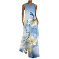 thumbnail image 2 of SMihono Robe Maxi Bohème d'Été pour Femmes Grande Taille Mode d'Été Imprimée Col en V Sans Manches Robe à Enfiler avec Poches Robe de Plage, 2 of 5