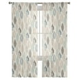 thumbnail image 3 of Teal Beige Tropical Leaves Sheer Curtains 63 Inches Length 2 Panels Set, Window Sheer Curtains for Living Room/Bedroom, Farmhouse Burlap Aesthetics Light Filtering Rod Pocket Curtain 52'' x 63'' x 2, 3 of 7