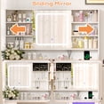 thumbnail image 5 of Zimtown Vanity Desk with Mirror & LED Lights, Glass Top Makeup Vanity Table with Charging Station & Side Rack, White, 5 of 10