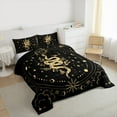 thumbnail image 4 of Manfei Black Gold Snake Bedding Comforter Set for Adult, Western Bohemian Stars Moon Twin Comforter Sets, Mandala Theme Reversible Bedding Set, Lightweight Room Decor, 2 Pieces, 4 of 9