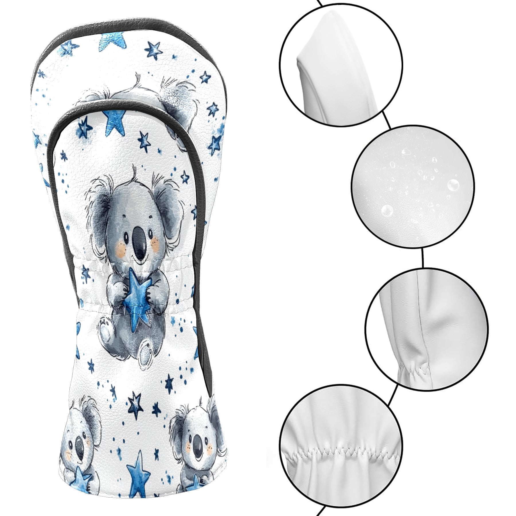 Golf Club Covers PU Leather Waterproof Head Covers for Fairway Woods Hybrids Star Koala