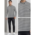 thumbnail image 4 of DARING DIVA Men's Striped Turtleneck Long Sleeves Pullover Stripes T-Shirt S Black White, 4 of 6