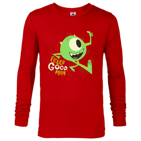Disney and Pixar Monsters, Inc. Mike Wazowski Feels Good Man - Long Sleeve T-Shirt for Men - Customized-New Red
