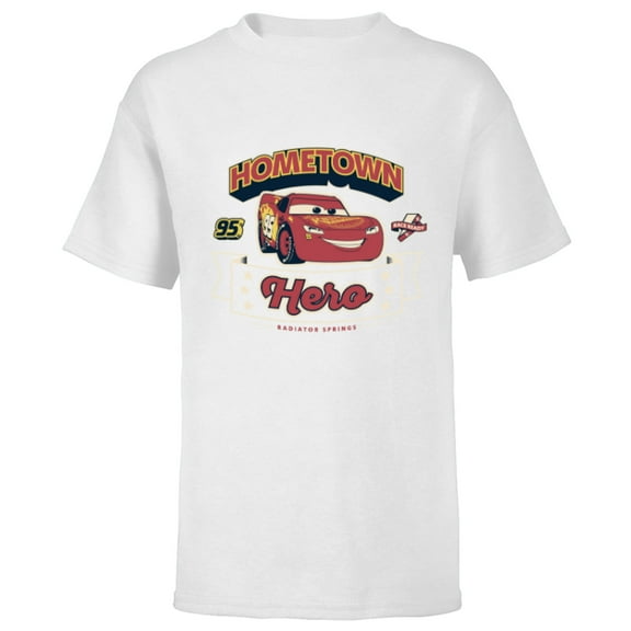 Disney and Pixar’s Cars Lightning McQueen 95 Hometown Hero - Short Sleeve T-Shirt for Kids - Customized-White