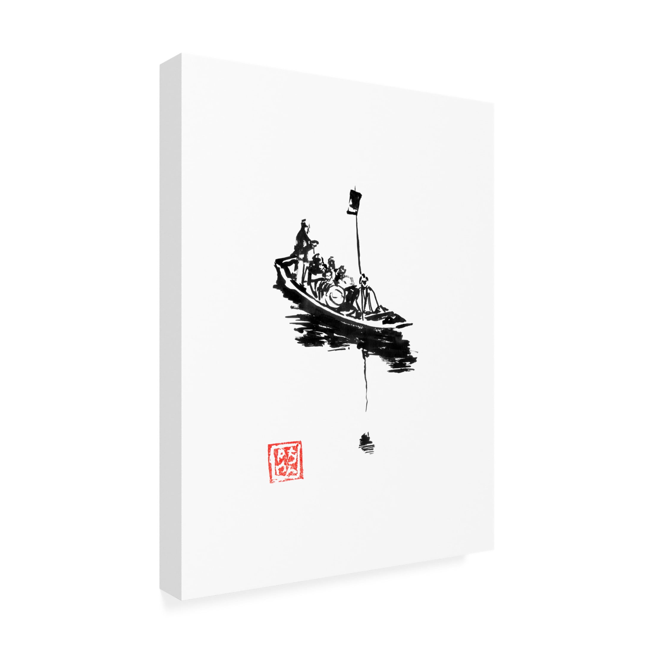 Canvas Wall Art - Pechane 'Japanese Smal Boat' Wall Art for Living Room, Bedroom, or Office Décor by Trademark Fine Art - 24 x 32 Inches