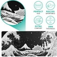 thumbnail image 5 of Black and White Japanese Waves Sea Dragon Gaming Mouse Pad Abstract Black Mat 31.5x11.8 Inch Sea Wave Texture Non-Slip Rubber Base Wave Mousepad Stitched Edges Keyboard Desk Pad for Office Home Game, 5 of 6