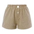 thumbnail image 4 of WAYUTE Shorts for Women Plaid Print with Button Front Stretchy Lightweight Elastic Waist Shorts Casual Soft Comfort Summer Dailywear, 4 of 4