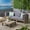 Gray/Dark Gray, variant on Noble House Brava Outdoor Modular Sofa and Coffee Table Set Cushions Teak/Red