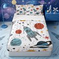 thumbnail image 2 of Erosebridal Minimal Sketch Space Craft Zipper Twin Comforter Sets with Fitted Sheet and 2 Pillowcases,Dot Star Cosmic Backdrop Zipper Bedding Set,White Blue Orange,4-Piece,Reversible, 2 of 6