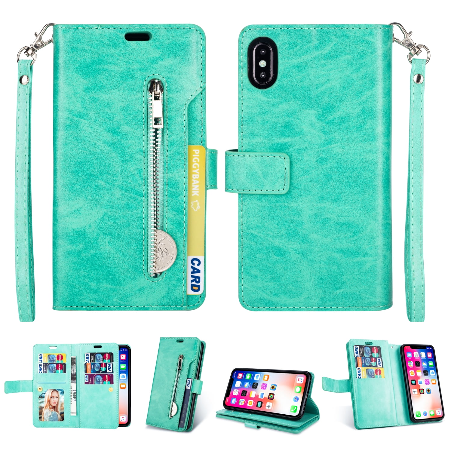 iPhone XS Max Zipper Wallet Case, Allytech Closure] Multi