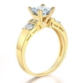 thumbnail image 3 of Wellingsale Ladies Solid 14k Yellow Gold Polished CZ Cubic Zirconia Princess Cut Engagement Ring with Side Stones - Size 5, 3 of 6