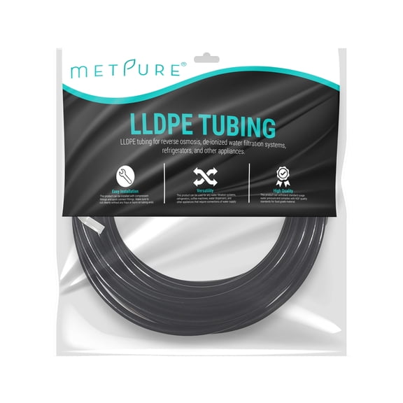 Metpure 1/4" NSF Certified 25 Feet Length LLDPE Tubing for Reverse Osmosis De-ionized Water Filtration Systems, Refrigerators, and Other Appliances (1/4", 25', Black)