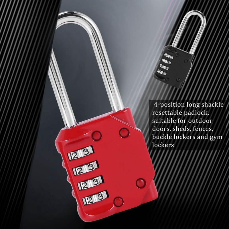 2 Pack Code Padlocks, 4 Digit Long Shackle Resettable Pad Lock