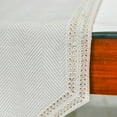 thumbnail image 4 of The HomeCentric Luxury Ivory Grey Table Runner 14 x 36 inch Chevron Weave Lace Tassels Linen Fabric Geometric Pattern Modern Style, 4 of 4