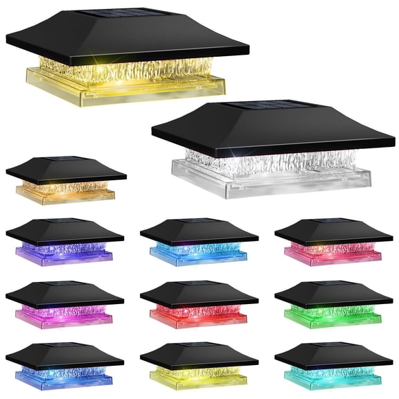 12 Pack Solar Post Cap Lights, Outdoor Fence Solar Powered Cap with 4 Lighting Modes Waterproof Light Decorative for Deck Patio or Garden Decor, Fits 4x4 Wood Vinyl Posts