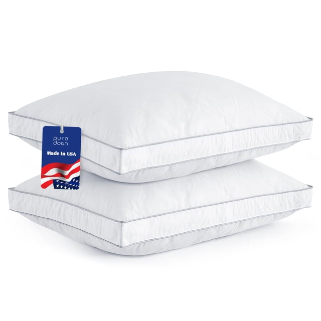 Pillow Puredown Queen, juego de 2 unidades, plumas de ganso, plumas de ganso, algodón
