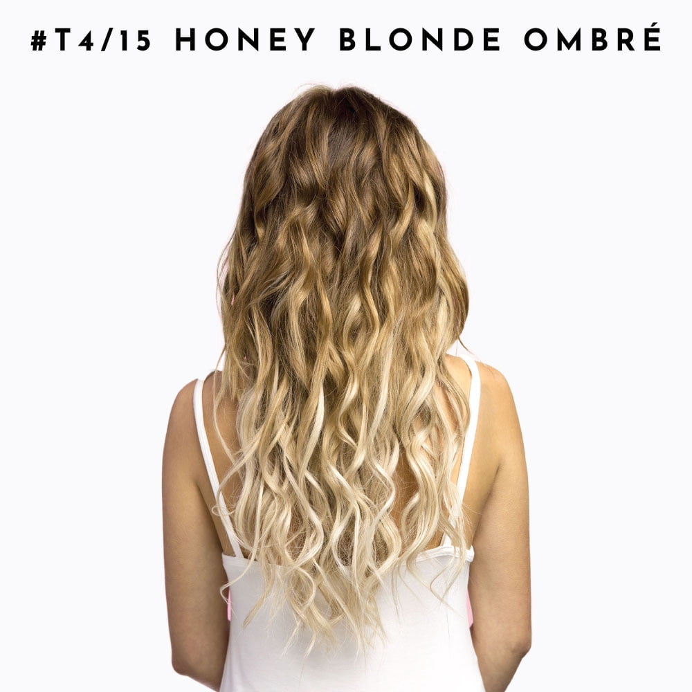 7-Piece Clip-In Hair Extension Set by Joi Hair, Clip Sewn Machine Weft, Premium Remy Human Hair, Full Set for Full Head, 120g 20" #T6/184/16 Champagne Ombré