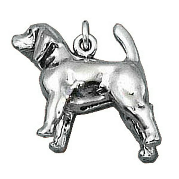 Sterling Silver 20" .8mm Box Chain 3D Beagle Dog Breed Pendant Necklace