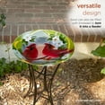 thumbnail image 6 of Alpine Corporation 18" Glass Birdbath Topper with Colorful Butterfly and Flowers, 6 of 12