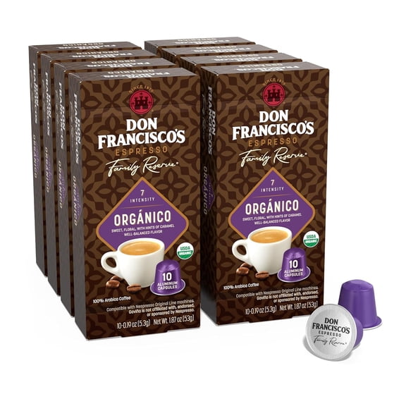 Don Francisco’s Organico Espresso Aluminum Capsules, Compatible with Nespresso® Original Line Machines, Pack of 80