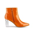thumbnail image 7 of BLISSFUL STEP Women's Clear Heel Pointy Toe Block Heels Ankle Boots Orange 9, 7 of 7