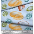 thumbnail image 2 of Soimoi Blue polyester Crepe Fabric Mix Fruits Decor Fabric Printed Yard 42 Inch Wide, 2 of 3